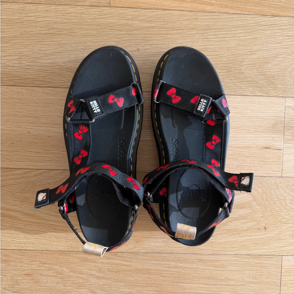 Dr. Martens Black and Red Hello Kitty Platform Sandals